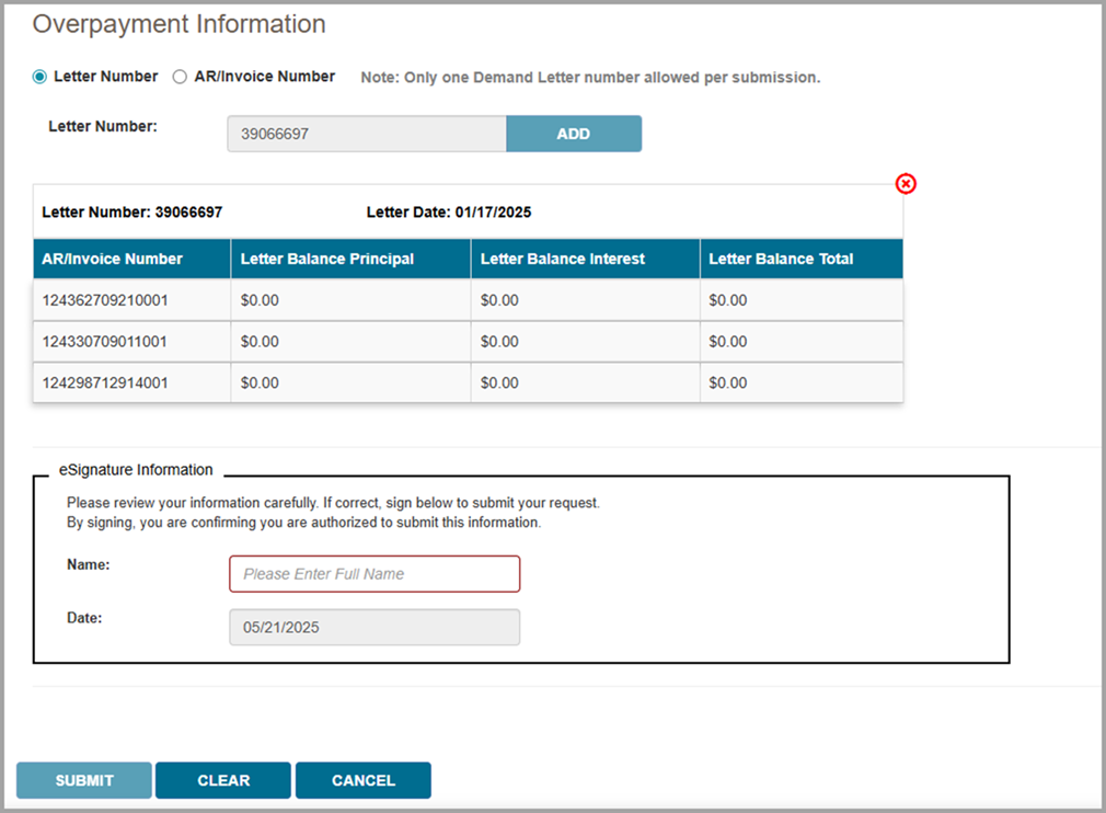 Overpayment Information