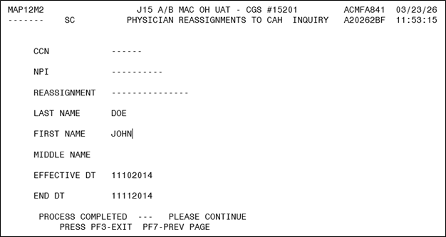 Phys Reassignment to CAH - Details