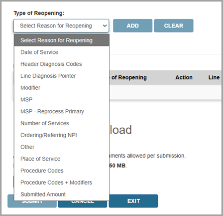 Type of Reopening Reason