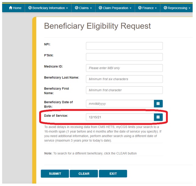 Beneficiary Eligibility Request