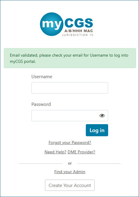 login screen