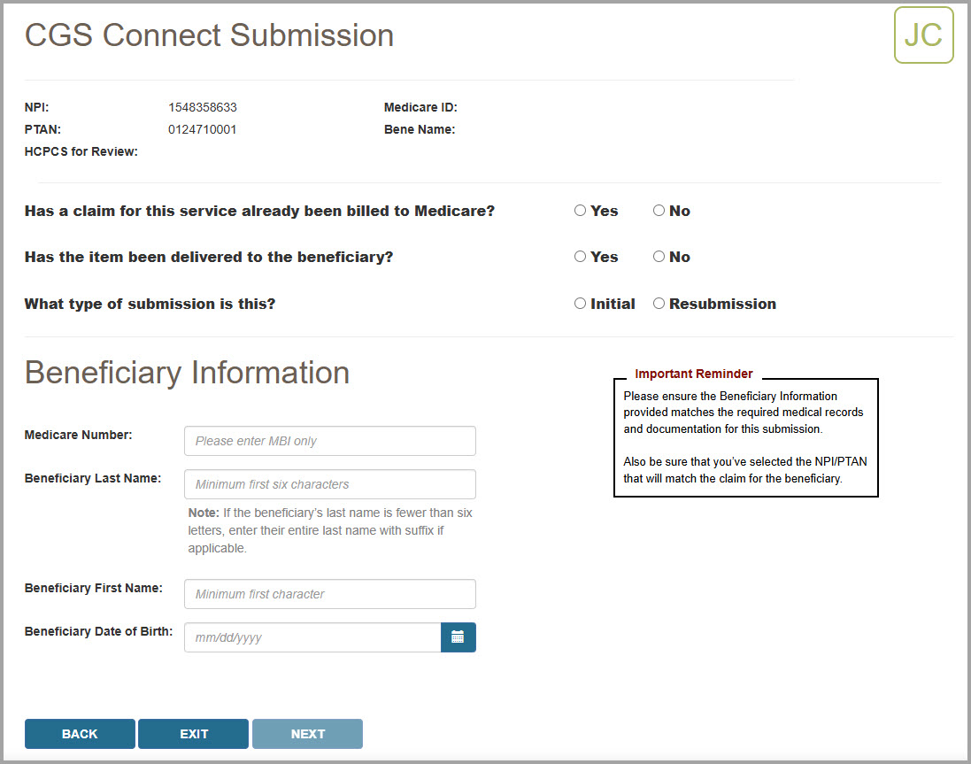 Beneficiary Info