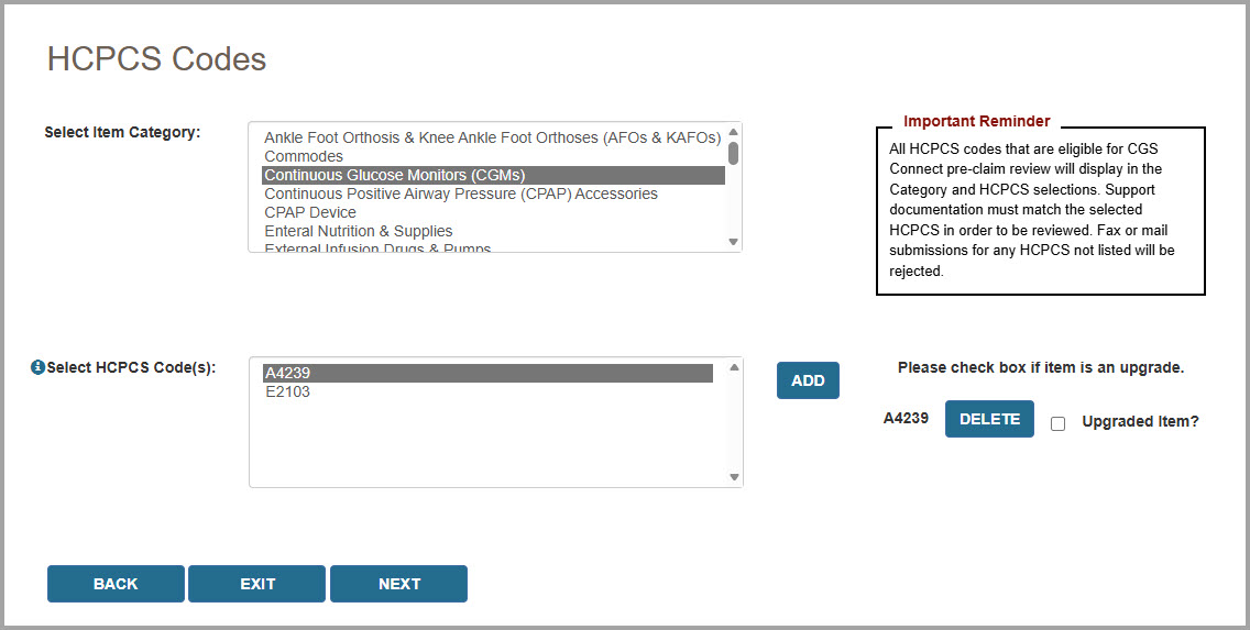 Select HCPCS