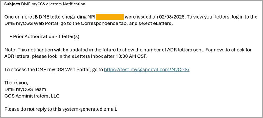 eLetters Notification