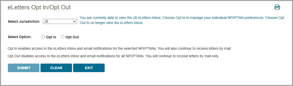 eLetters Opt In/Out