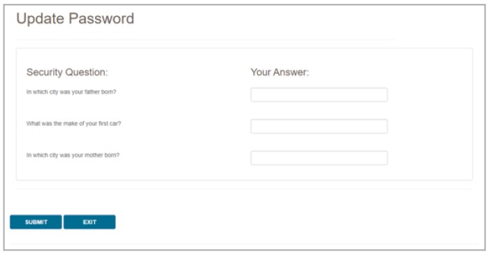 Imagen de myCGS de la pantalla para responder las preguntas de seguridad