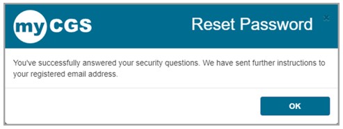 imagen de myCGS dejándole saber que respondió correctamente a las preguntas de seguridad