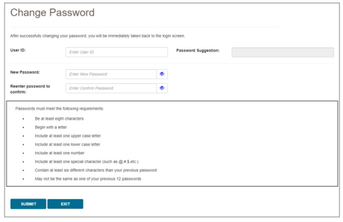 imagen de myCGS de la pantalla para cambiar la contraseña