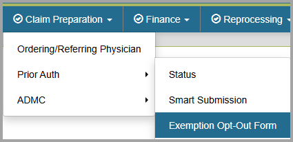 Imagen de la seccion de pre autorizacion para el formulario de exclusion de la exencion