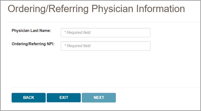 Imagen de la pantalla de myCGS  para ingresar la información del medico tratante