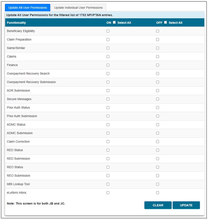 Imagen de la seccion de myCGS para quitar u otorgar permisos a los usuarios