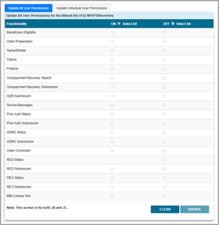 Imagen de la seccion de myCGS para quitar u otorgar permisos a los usuarios